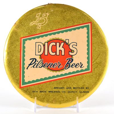 Sale Photo Thumbnail #541: Dicks Pilsener Beer 1950s Tin Button Sign