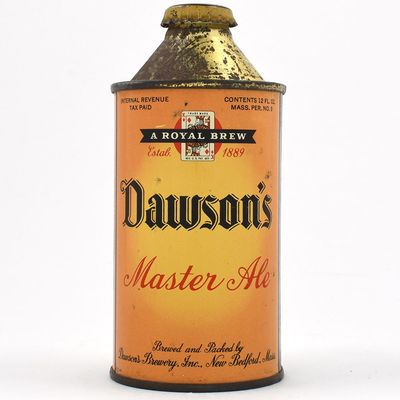 Sale Photo Thumbnail #126: Dawsons Master Ale High Profile Cone Top SHORT 1ST LINE 158-30