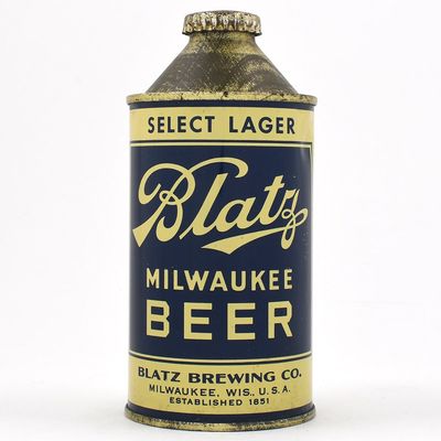 Sale Photo Thumbnail #44: Blatz Milwaukee Beer High Profile Cone Top NO ALC STATEMENT 153-14 OUTSTANDING