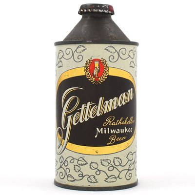 Sale Photo Thumbnail #185: Gettelman Beer Cone Top ALC STATEMENT POSS UNIQUE UNLISTED