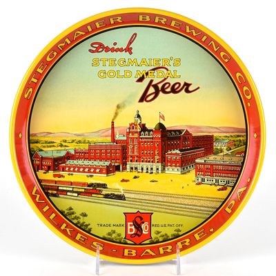 Sale Photo Thumbnail #612: Stegmaier Brewing 1930s Factory Scene Tray MINTY