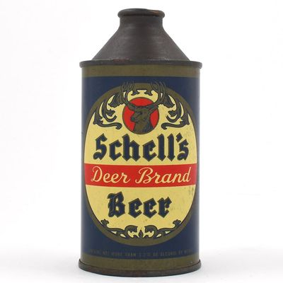 Sale Photo Thumbnail #421: Schells Deer Brand Beer Cone Top WITH ALCOHOL STATEMENT 183-7