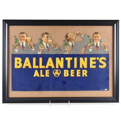 Sale Photo Thumbnail #537: Ballantines Ale - Beer 1940s Die Cut Cardboard Sign