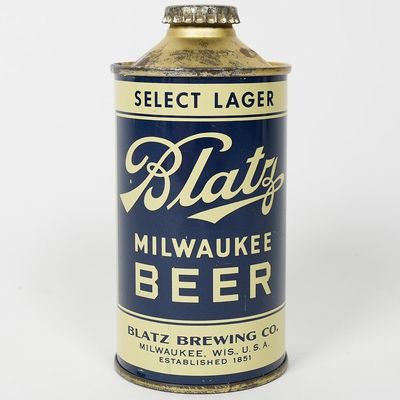 Sale Photo Thumbnail #46: Blatz Milwaukee Beer Low Profile Cone Top NO ALC STATEMENT 153-13