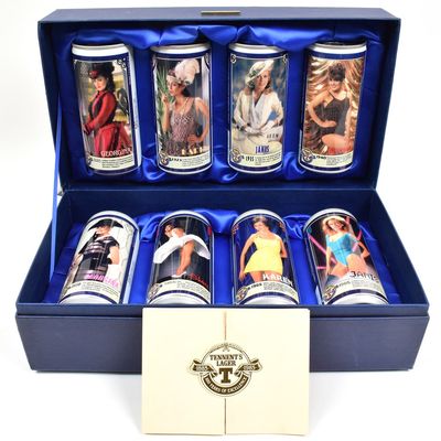 Sale Photo Thumbnail #460: Tennents 1985 100 Year Commemorative Lager Lovelies Set Presentation Case NUMBERED 67 OF 100