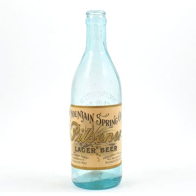 Sale Photo Thumbnail #506: Mountain Spring Co Lager Beer Pre-Pro Embossed Paper Label Bottle EXCELLENT RARE