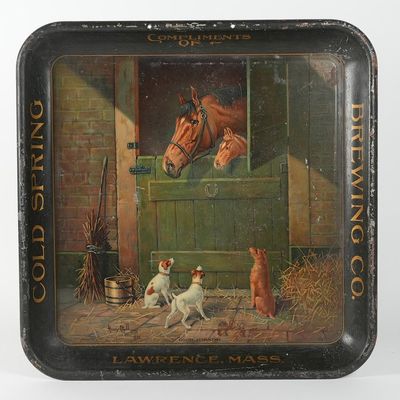 Sale Photo Thumbnail #595: Cold Spring Brewing Pre-Proh Tray HORSES-DOGS Stable RARE Henry Stull