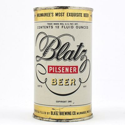 Sale Photo Thumbnail #48: Blatz Pilsener Beer Flat Top NON-IRTP LABEL - IRTP BLATZ LID 39-8 EXCELLENT