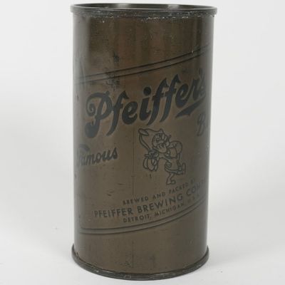 Sale Photo Thumbnail #353: Pfeiffer Brewing Company Famous WITHDRAWN FREE OLIVE DRAB Beer Can 113-38
