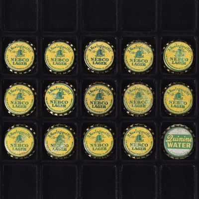 Sale Photo Thumbnail #513: NEBCO Lager Beer 1930s Cork-Backed Bottle Caps Lot of 14 Plus 1 RARE