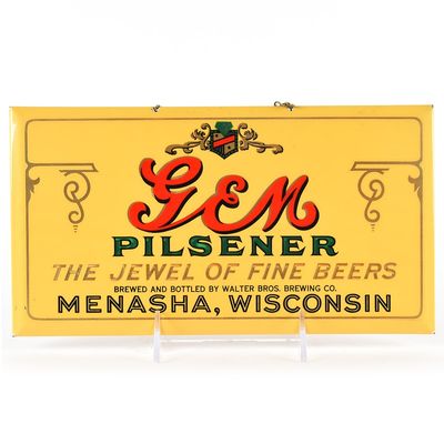 Sale Photo Thumbnail #546: Gem Pilsener 1930s Tin-Over-Cardboard Prismatic Sign JEWEL OF FINE BEERS