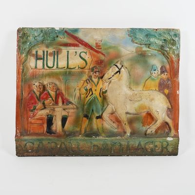 Sale Photo Thumbnail #554: Hulls Capall Bam Lager 3D Chalk Back Bar Sign RARE