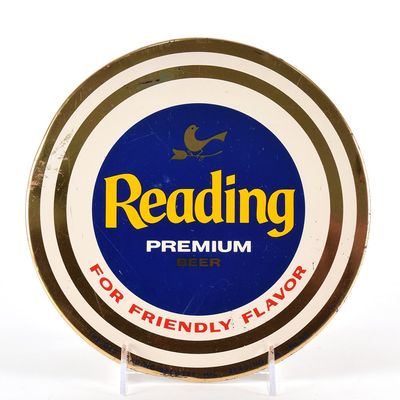 Sale Photo Thumbnail #577: Reading Premium Beer 1960s Tin-Over-Cardboard Button Sign