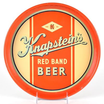 Sale Photo Thumbnail #604: Knapsteins Red Band Beer 1940s 12-Serving Tray EXCEPTIONAL