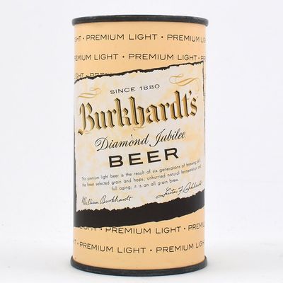 Sale Photo Thumbnail #75: Burkhardts Diamond Jubilee Premium Light Beer Flat Top OH TAX LID 47-10 EXCELLENT