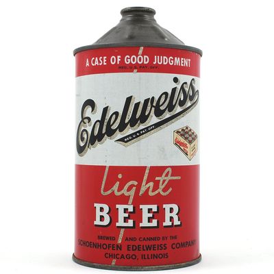 Sale Photo Thumbnail #152: Edelweiss Light Beer Quart Cone Top IRTP NO ALC STATEMENT 207-13