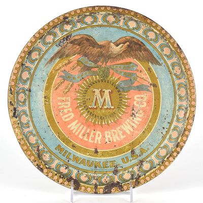 Sale Photo Thumbnail #600: Fred Miller Brewing Co Pre-Prohibition Serving Tray