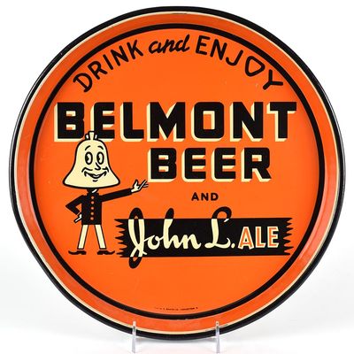 Sale Photo Thumbnail #587: Belmont Beer John L Ale 1930s Serving Tray EXCEPTIONAL