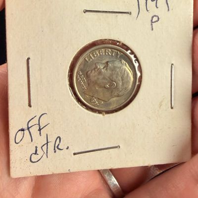 1991-P US Roosevelt One Dime Minor Off-Center Strike Error