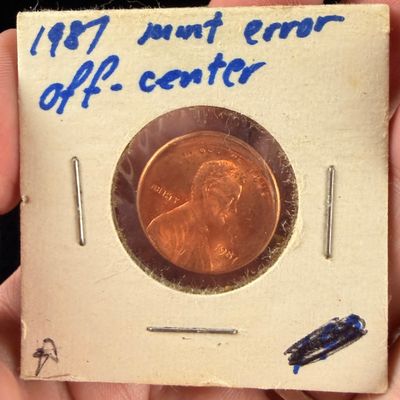 US 1987 Lincoln Memorial Cent Off-Center Strike Error
