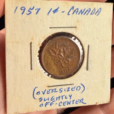 1957 CA 1 Cent Broadstruck Mint Error
