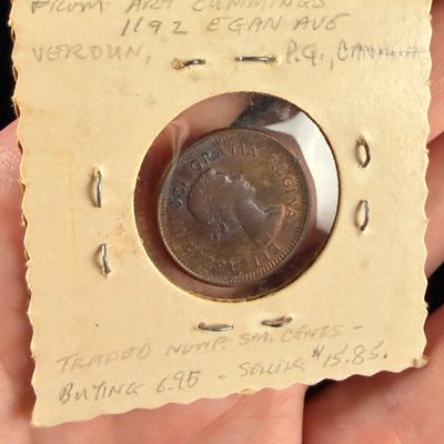 Canada 1961 1 Cent Bronze Error, Broadstruck