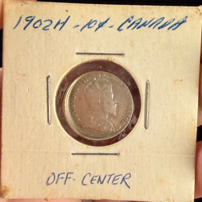 1902-H Canada Silver 10-Cent Off-Center Strike Error