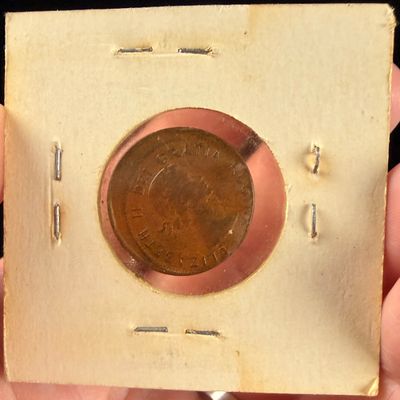 1957 Canada Bronze 1-Cent Coin, Mistruck Error