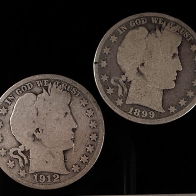 A Pair of US Barber Silver Half Dollars, 1899 and 1912-S
