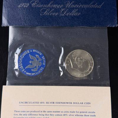 1972-S US Eisenhower Silver Dollar Uncirculated 40% Silver Blue Envelope Set