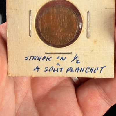 CA 1957 1-Cent Error Coin Struck on Split Planchet