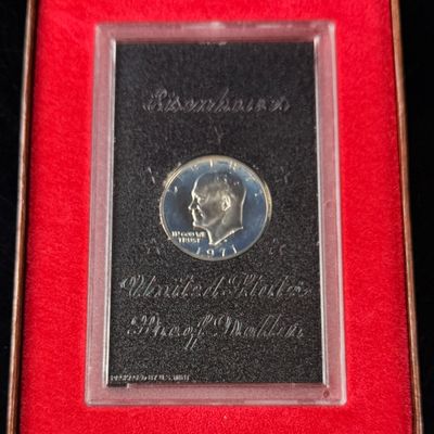 1971-S US Eisenhower 40% Silver Proof Dollar in Brown Ike OGP