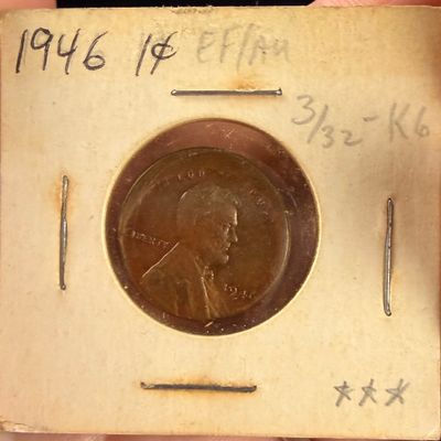US 1946 Lincoln Wheat Cent 1c Philadelphia Mint Off-Center Error Coin