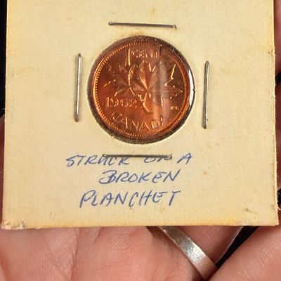 CA 1962 1 Cent Coin Broken Planchet Error