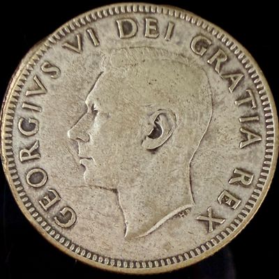 Canada 1951 George VI Silver 25-Cents Coin