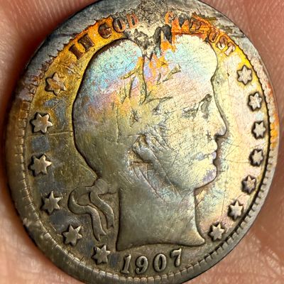 1907 US Barber Silver Quarter Dollar