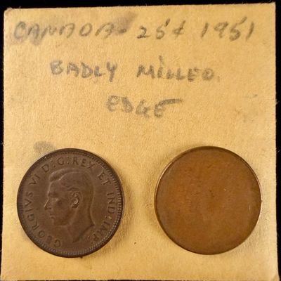 A Pair of CA Numismatic Items Comprising 1940 1-Cent Coin and Blank Planchet