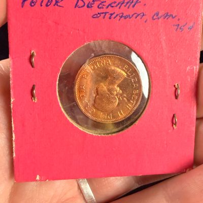 1963 CAN 1 Cent Bronze Coin with Major Reverse Mint Error
