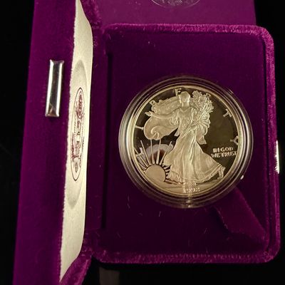 1992-S US Silver American Eagle One Dollar Proof Coin with Box