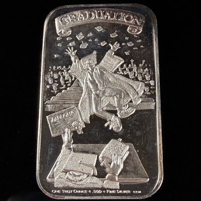 California Crown Mint 1 oz .999 Fine Silver Graduation Art Bar