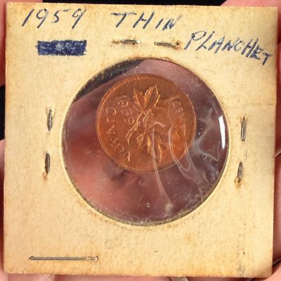 CA 1959 1 Cent, Thin Planchet Error Variety