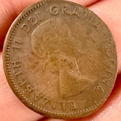 1953 Canada 1 Cent Bronze Coin NSF Variety