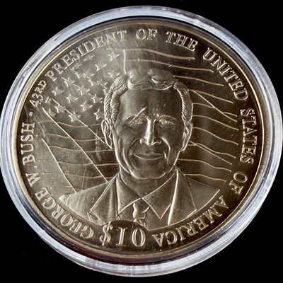 Liberia 2000 US Presidents Series George W. Bush 10 Dollars Copper-Nickel Coin