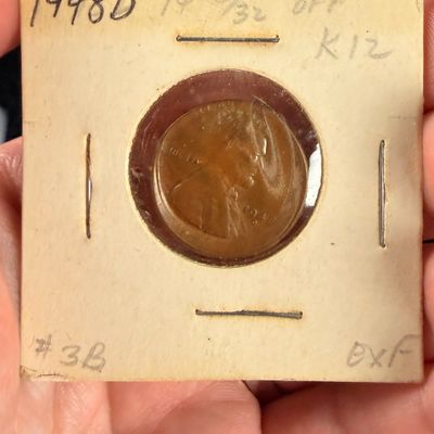 1948-D US Lincoln Wheat Cent Off-Center Strike Error