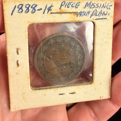 Canada 1888 One Cent Bronze Coin with Planchet Lamination Error