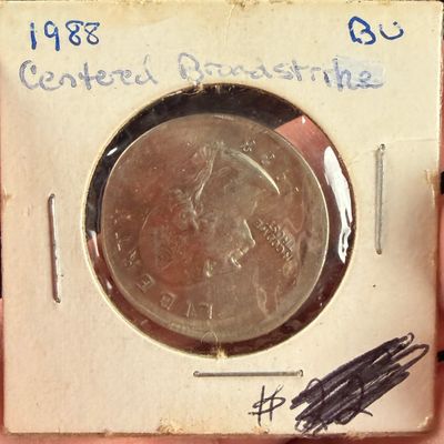 US 1988-P Washington Quarter Centered Broadstrike Mint Error