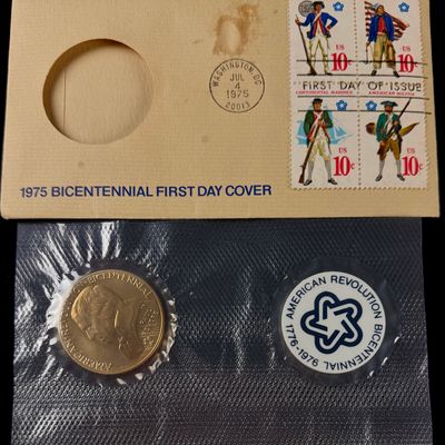 US 1975 Bicentennial Philatelic-Numismatic Cover, Bronze Medal