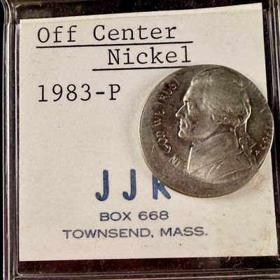 US 1983-P Jefferson Nickel, Major Off-Center Strike Mint Error