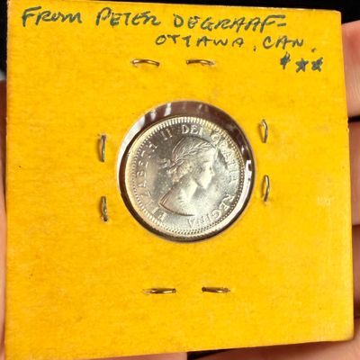 1963 Canada 10 Cents Silver Coin with Off-Center Strike Error