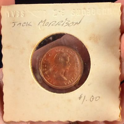1962 CA Bronze 1 Cent, Major Reverse Lamination Mint Error